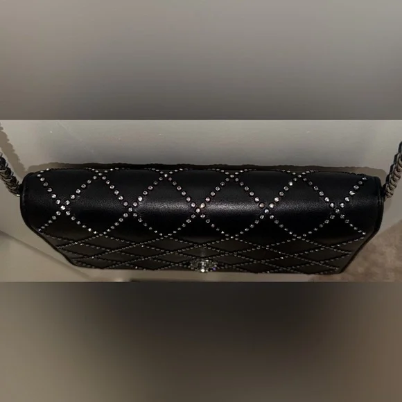 Chanel black Swarovski crystal woc wallet on a chain mini flap classic cc RARE - Picture 5 of 15
